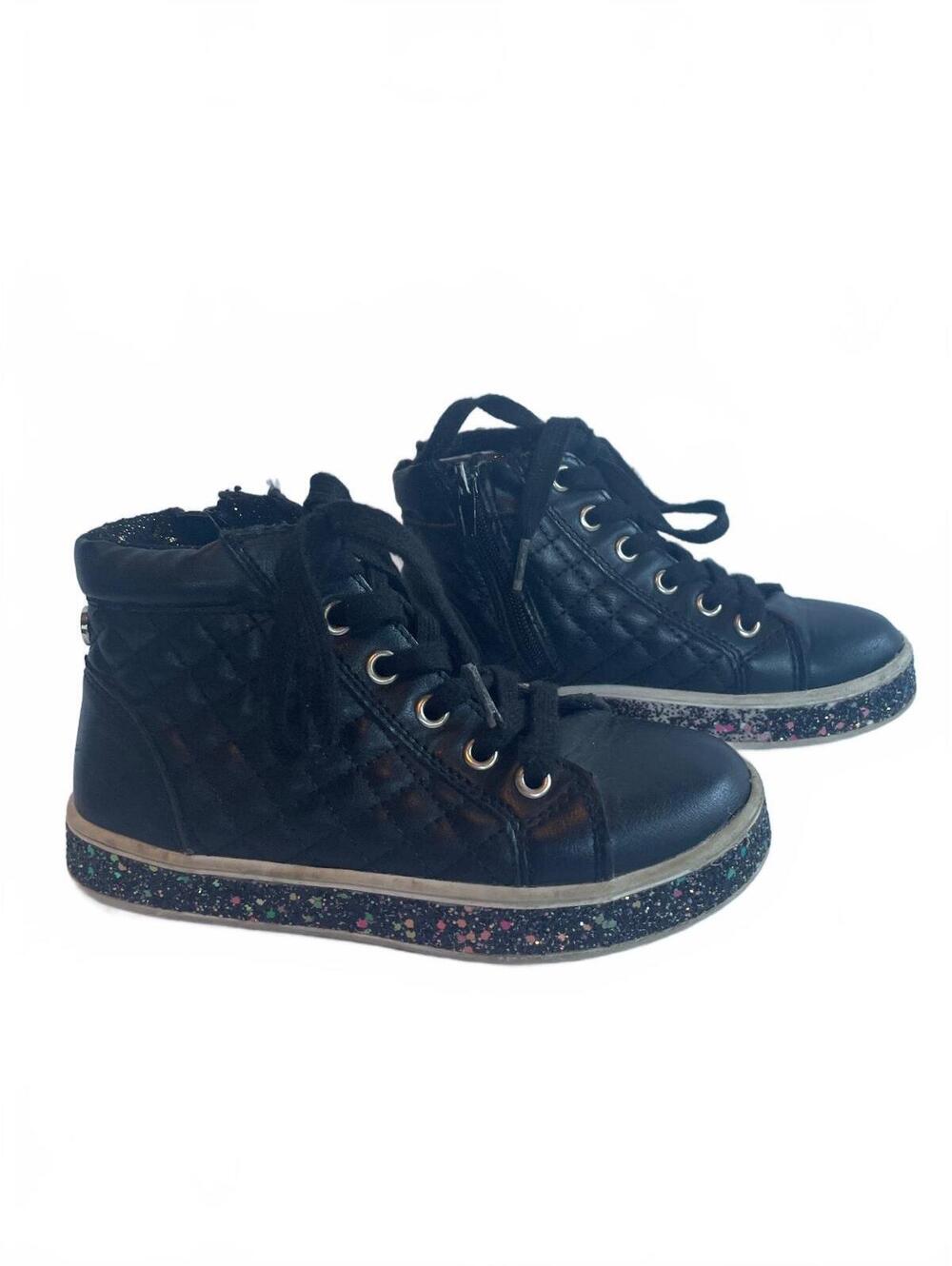 Steve Madden JCAFFIRE Kids 13 Black Quilted Glitter High Top Sneakers 90s Punk